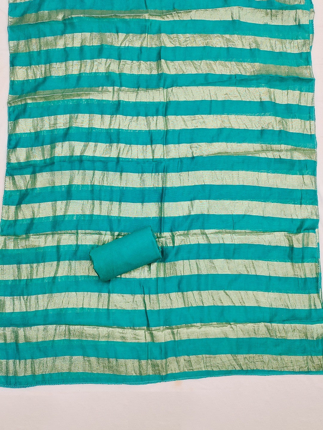 Turquoise Shimmer Suit Material with Elegant Embroidered Work - Image 2