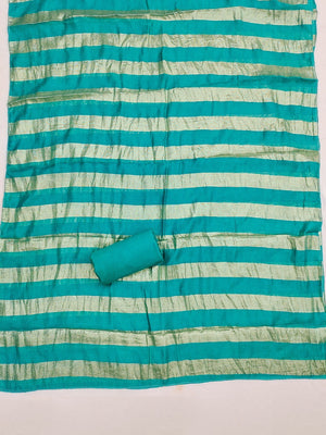Turquoise Shimmer Suit Material with Elegant Embroidered Work - Image 2