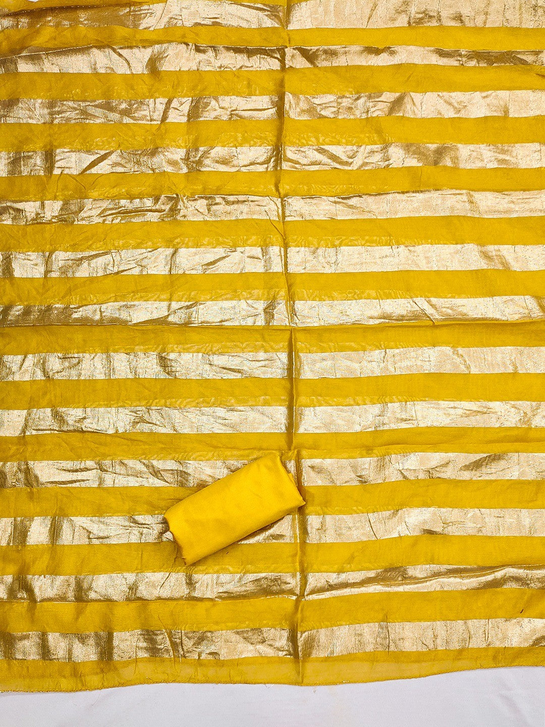 Mustard Shimmer Suit Material with Elegant Embroidered Work - Image 6