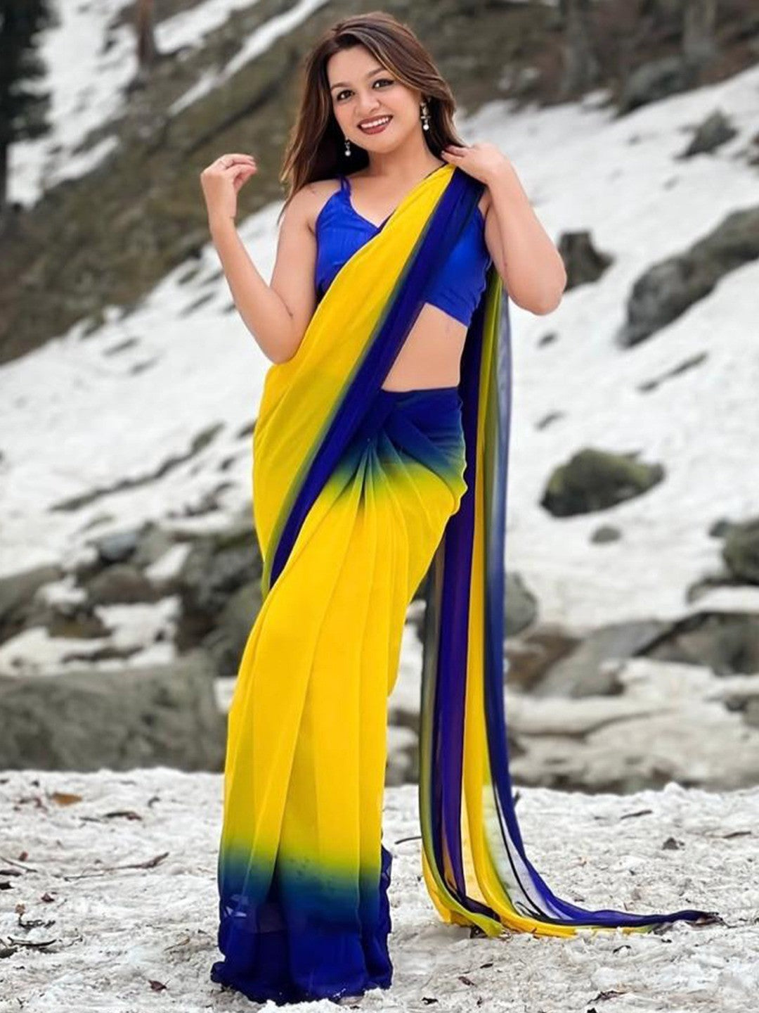 Multicolor Georgette Ombre Saree Elegant and Flowing Ethnic Wear - Image 1
