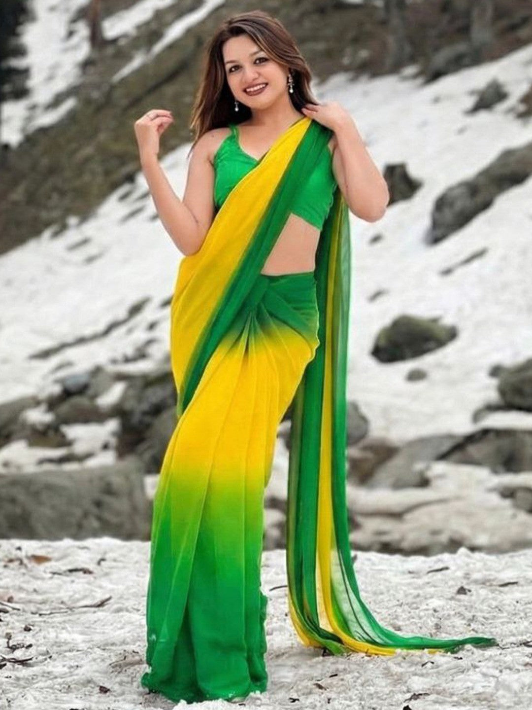 Multicolor Georgette Ombre Saree Elegant and Flowing Ethnic Wear - Image 1