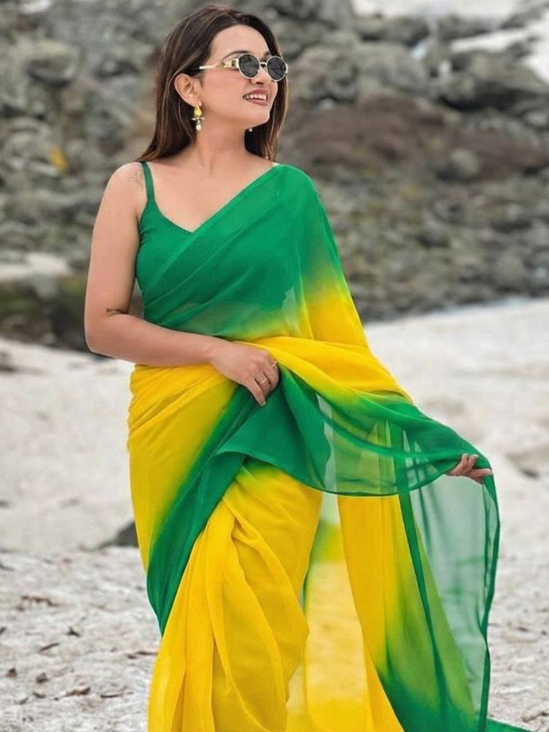 Multicolor Georgette Ombre Saree Elegant and Flowing Ethnic Wear - Image 2