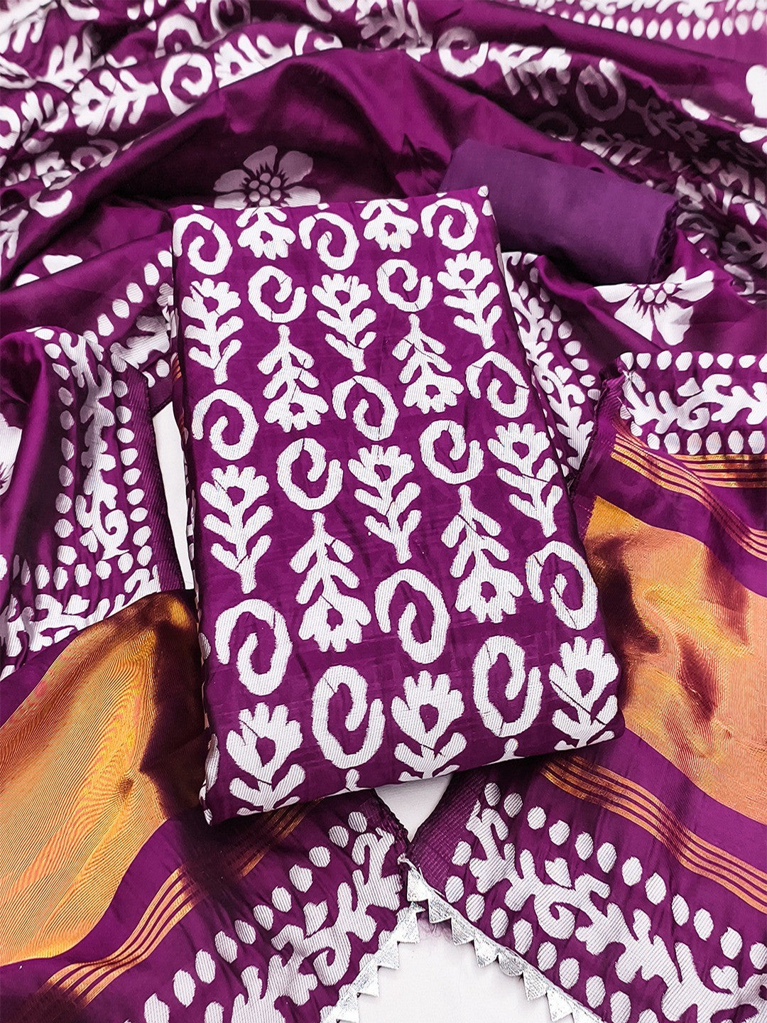 Designer Wine Floral Zari Woven Jacquard Dress Material With Classic Ethnic Appeal - Image 1