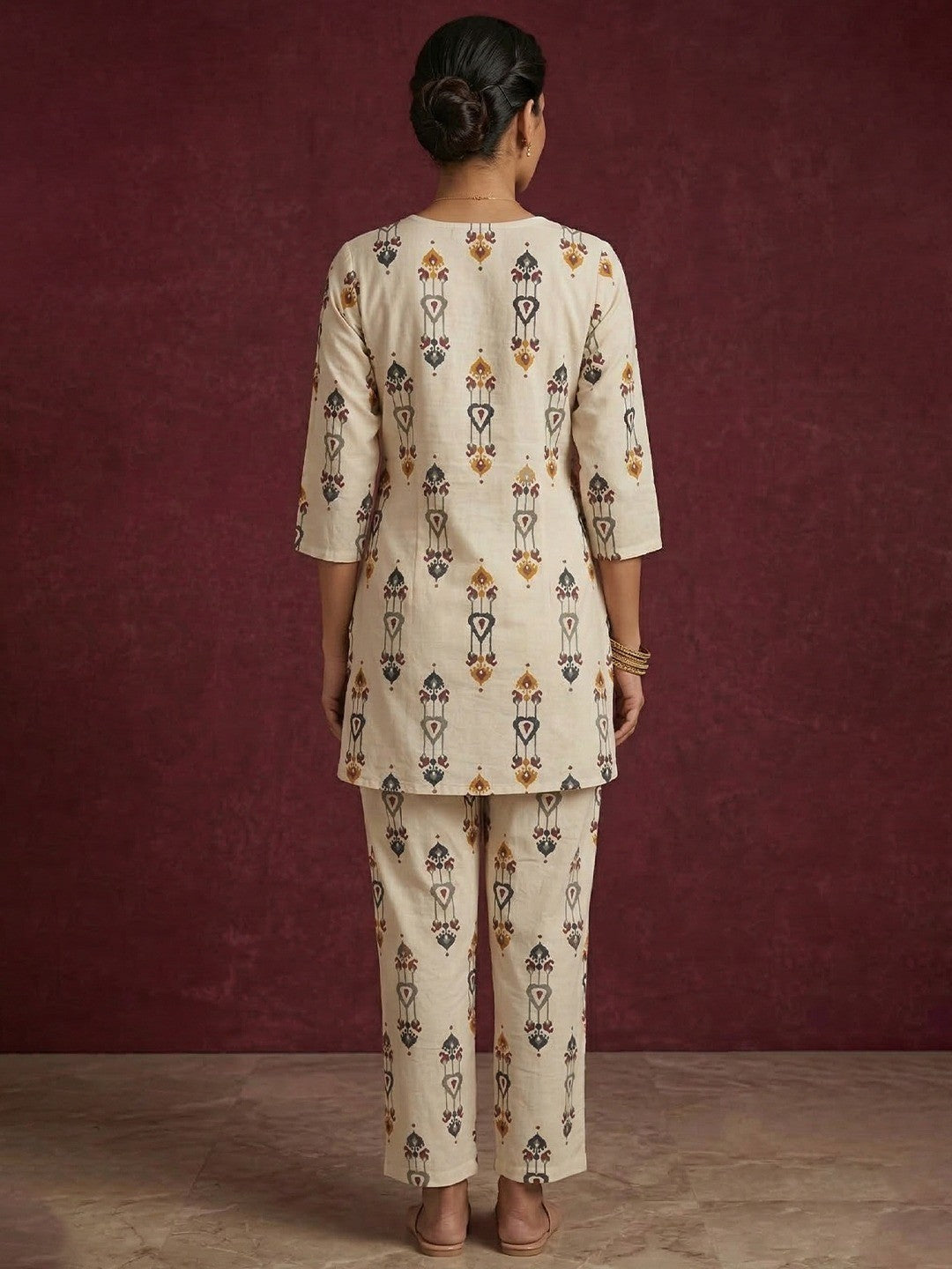 Casual Wear Off White & Blue Printed Pure Cotton Co-Ord Set with Stylish Look - Image 4