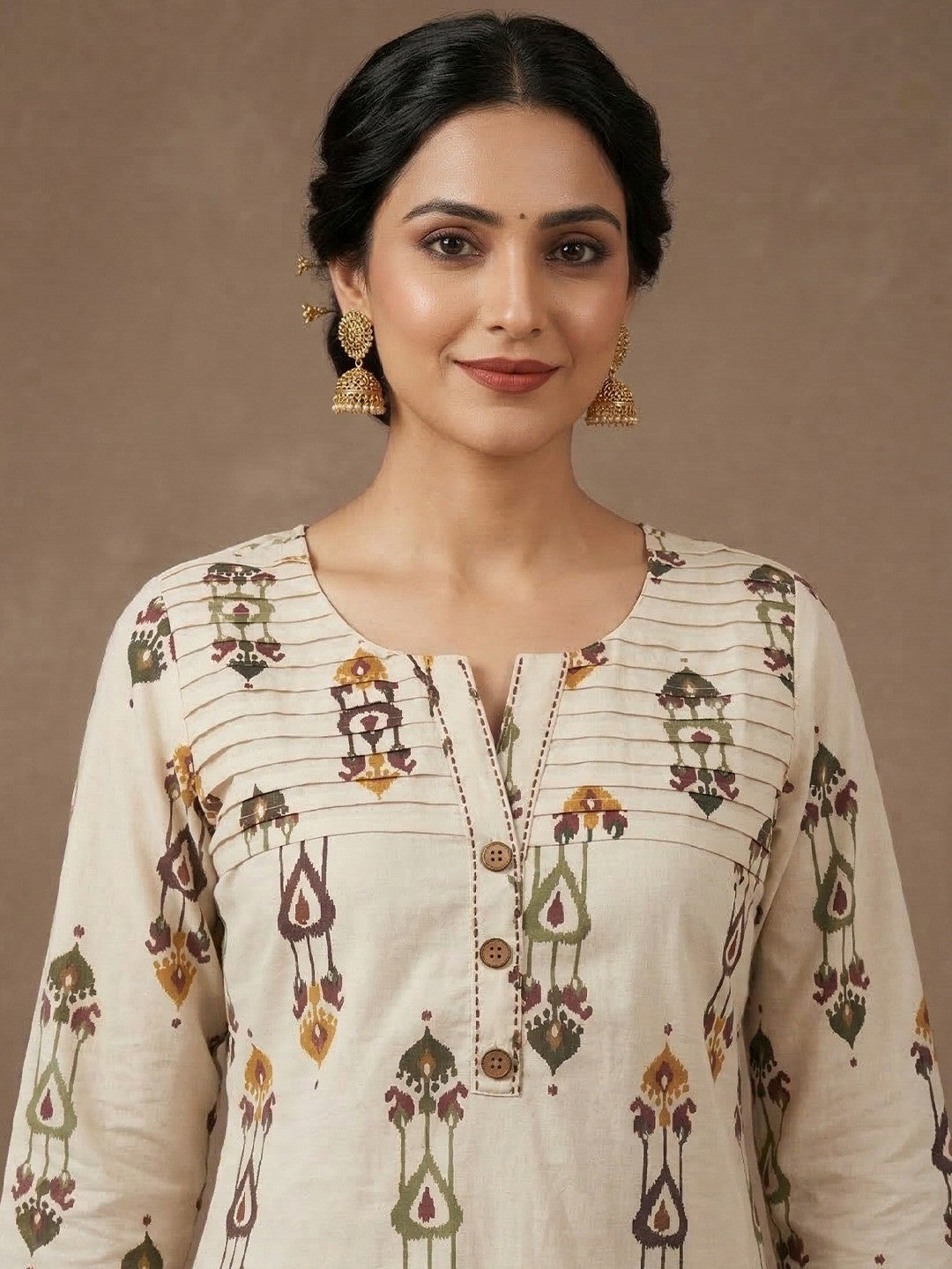 Casual Wear Off White & Maroon Printed Pure Cotton Co-Ord Set with Stylish Look - Image 2
