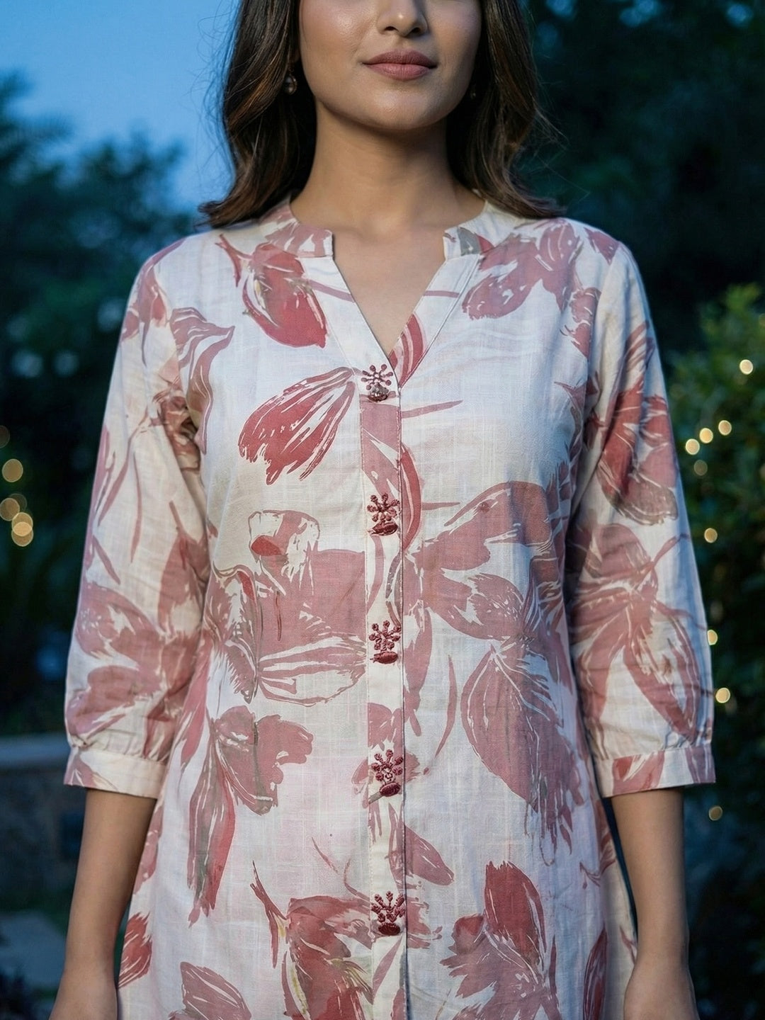 Modern Dusty Pink Viscose Floral Print Co-Ord Set with Stylish Top and Bottom Set - Image 2