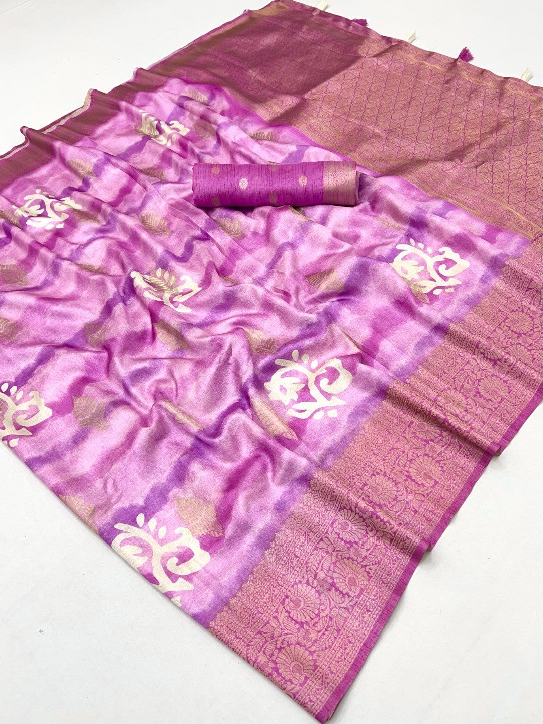 Elegant Purple Bemberg Saree with Digital Print and Rich Pallu - Image 2