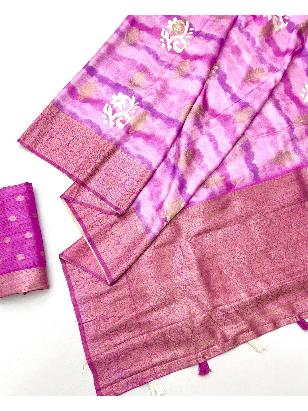 Elegant Purple Bemberg Saree with Digital Print and Rich Pallu - Image 3