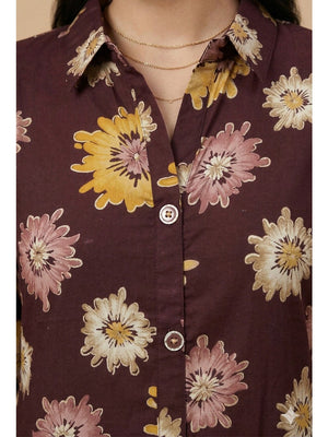 Wine Floral Print Rayon Top for Casual and Daily Wear - Image 2