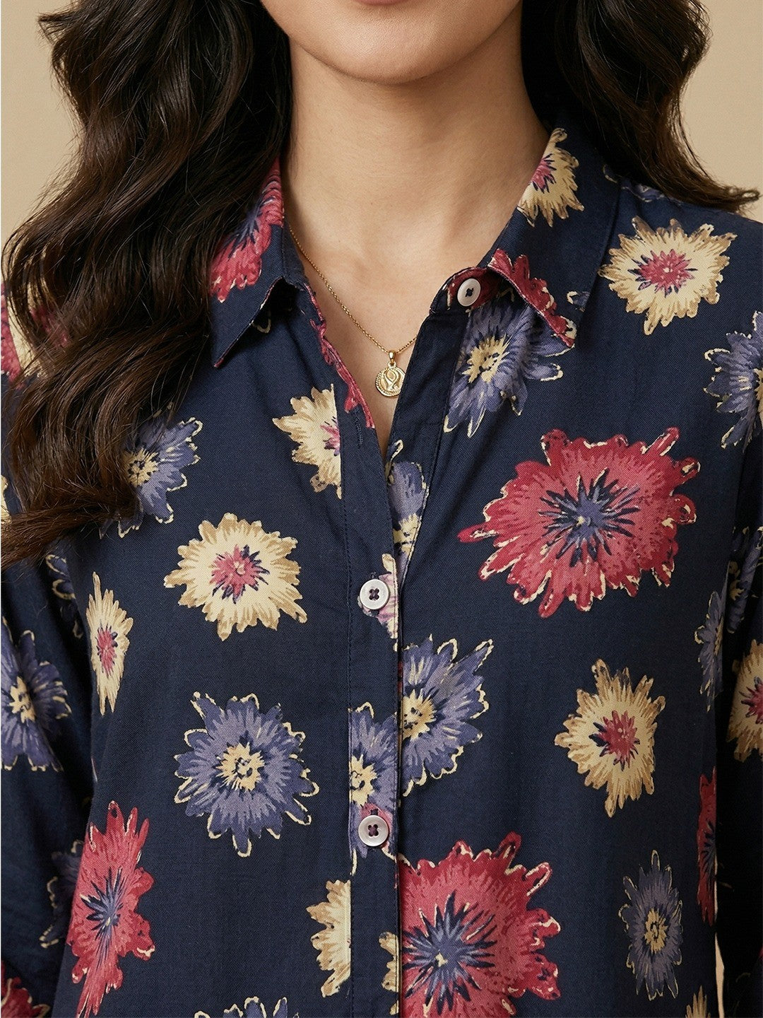 Blue Floral Print Rayon Top for Casual and Daily Wear - Image 2