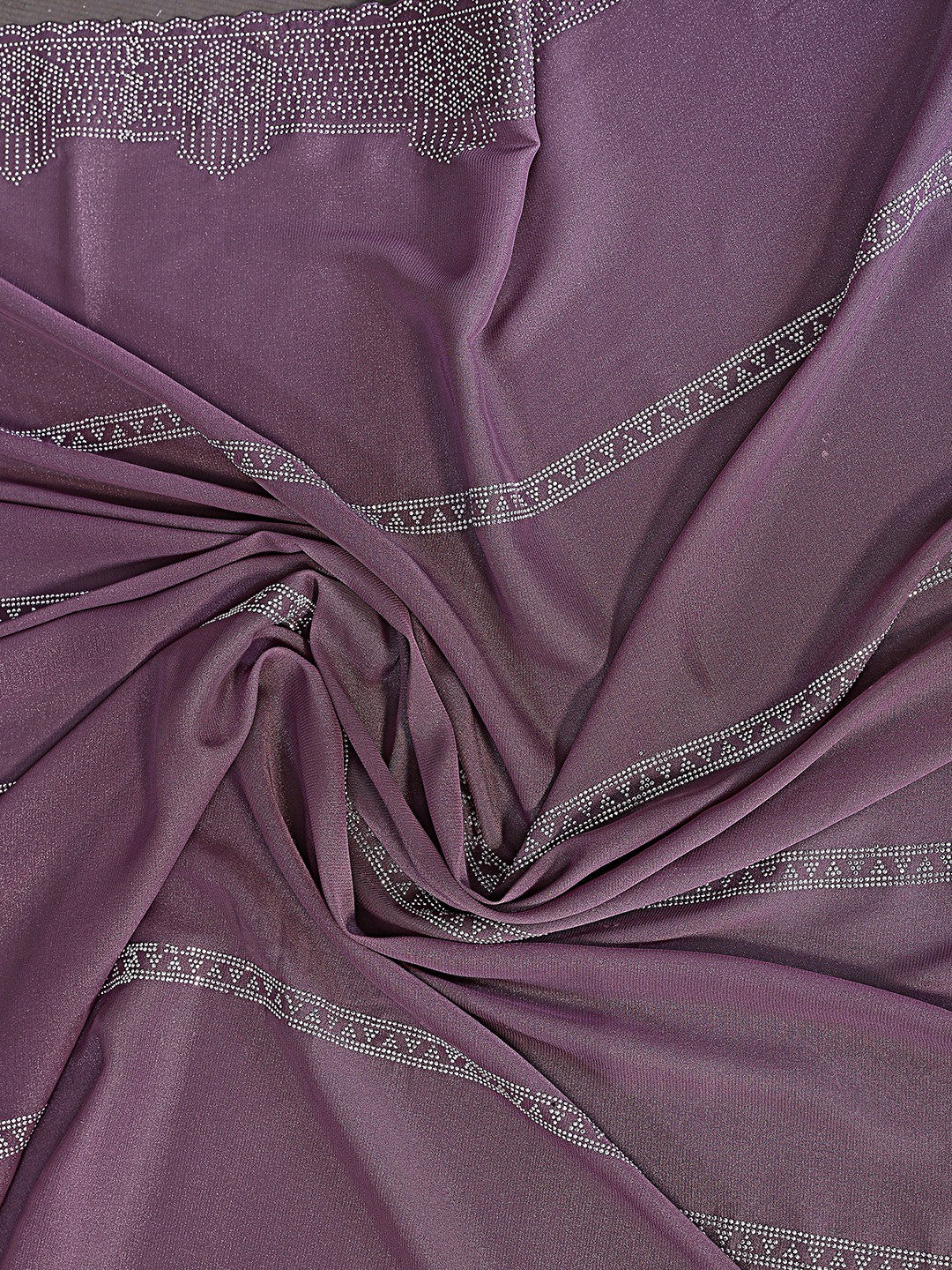 Designer Purple Star Georgette Saree Featuring Intricate Swarovski Embellishment Work - Image 2
