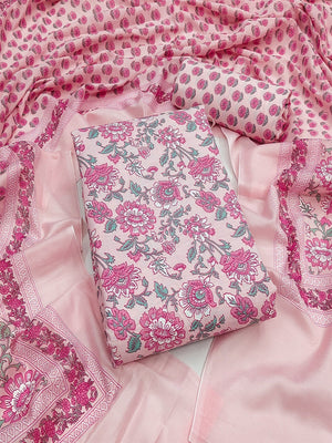 Exclusive Light Pink Floral Printed Rayon Dress Material With Delicate Design Finish - Image 2