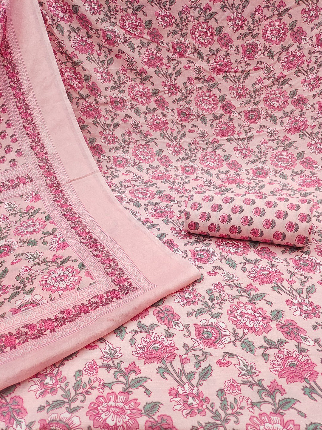 Exclusive Light Pink Floral Printed Rayon Dress Material With Delicate Design Finish - Image 3