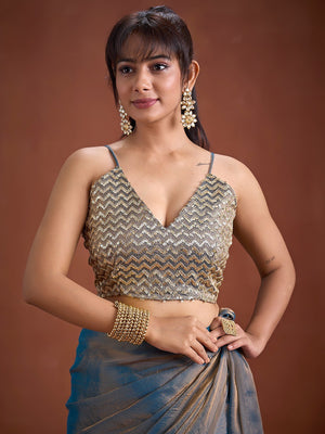 Trendy Blue Solid Art Silk Saree With Stylish Belt & Tassel Pallu Detailing - Image 2