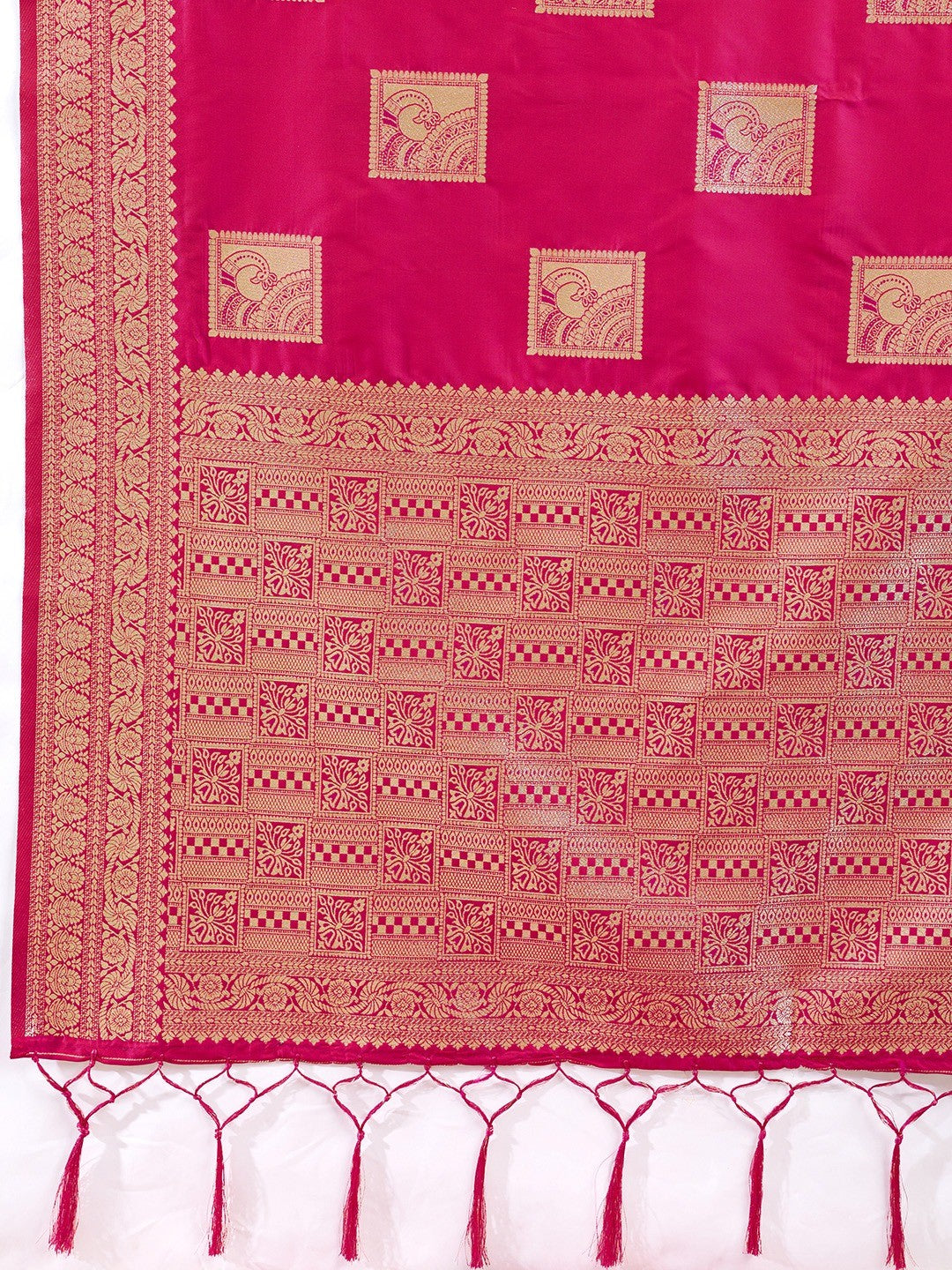 Elegant Magenta Silk Blend Zari Work Saree for Festive Occasions - Image 3