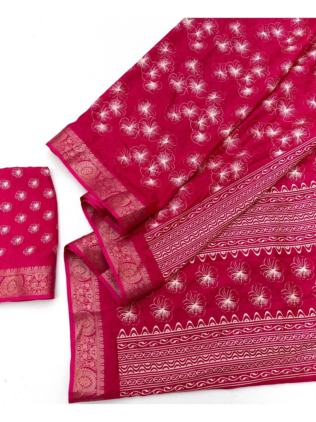 Elegant Pink Dola Silk Saree with Digital Print and Zari Border - Image 2