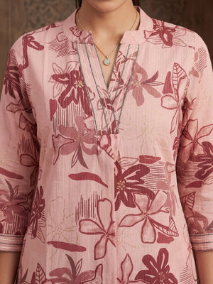 Premium Peach Rayon Top with Floral Design Elegant Casual Look - Image 2