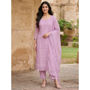 Stunning Baby Pink Floral Embroidery With Sparkling Sequins Work Georgette Dress Material - Image 1