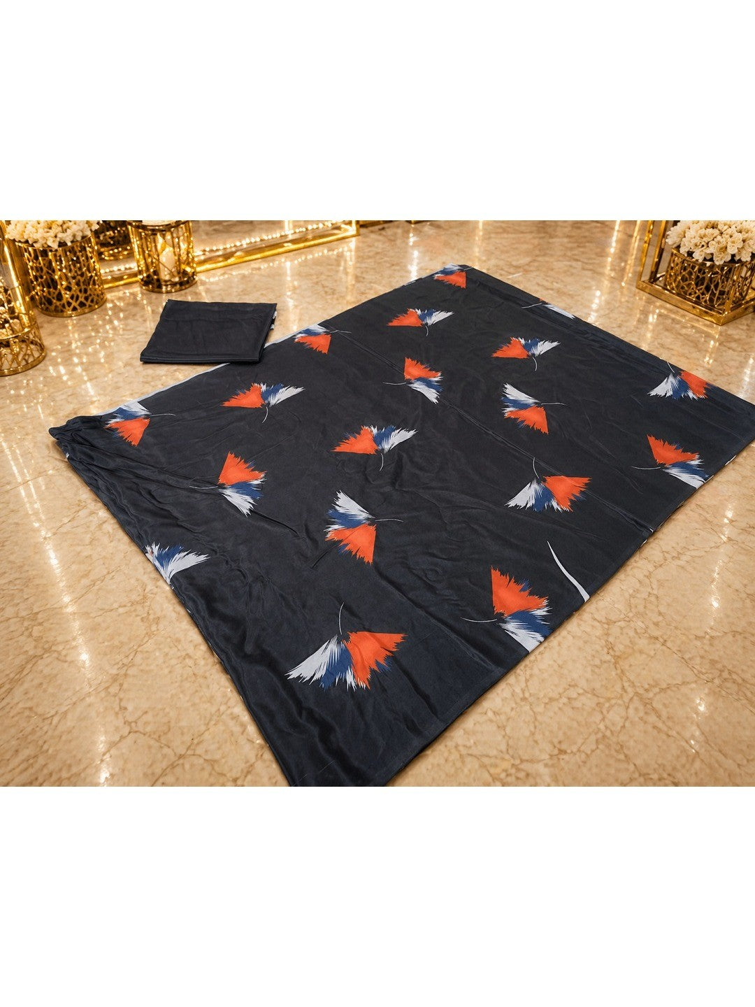 Soft Black Crepe Saree with Abstract Print - Image 5