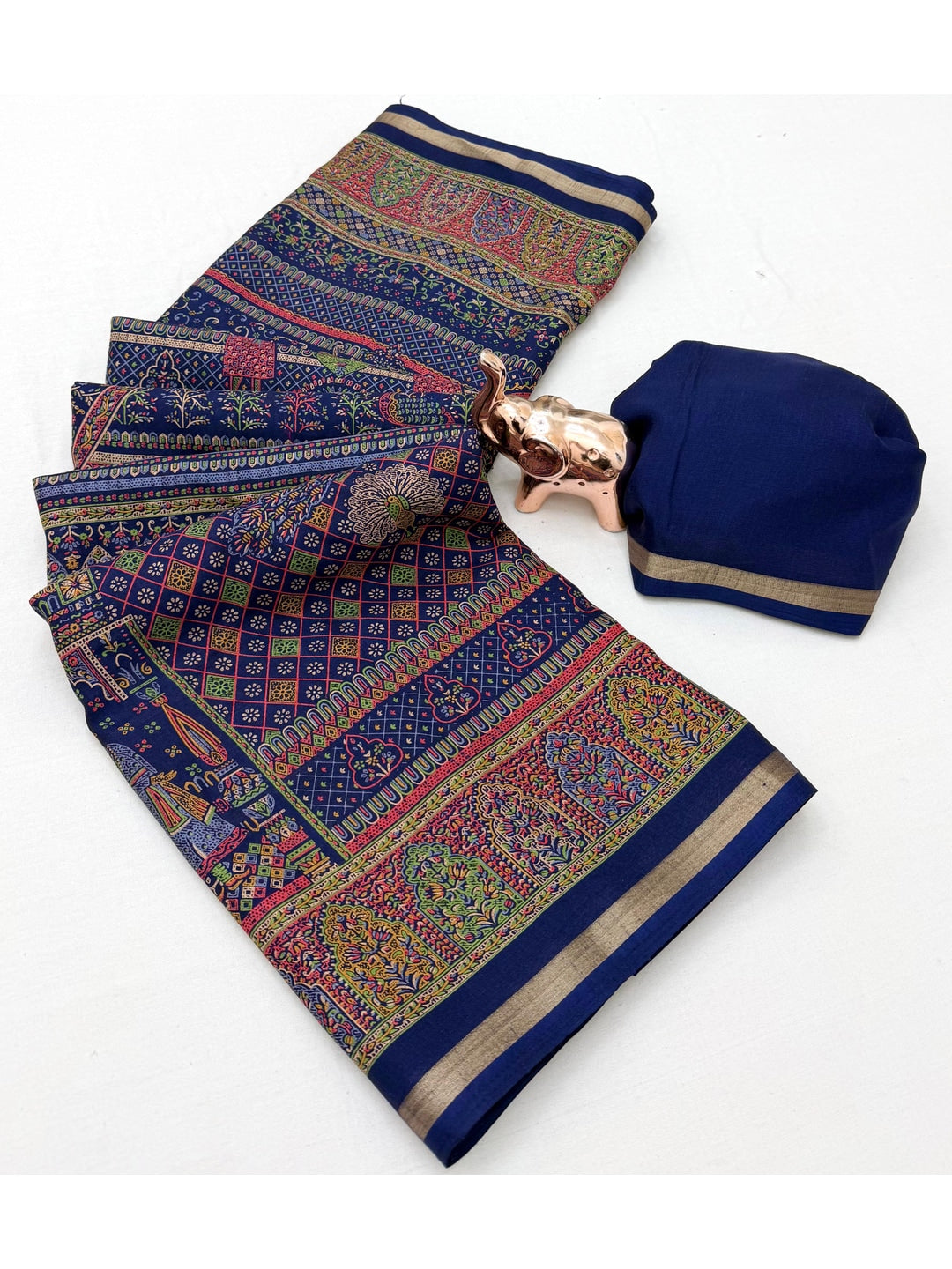 Peachmode Black Tussar Saree with Digital Print - Image 4