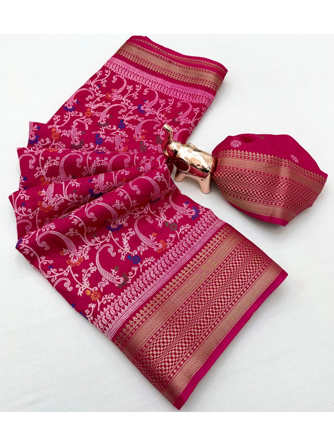 Peachmode Pink Dolla Silk Saree with Digital Print - Image 2