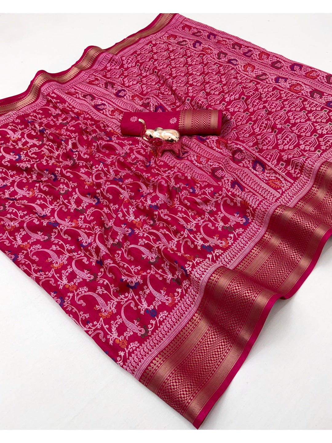 Peachmode Pink Dolla Silk Saree with Digital Print - Image 3