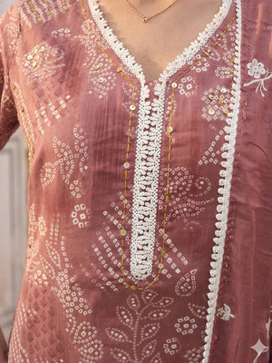 Festive Mauve Pure Cotton Straight Salwar Suit with Lace Work - Image 2