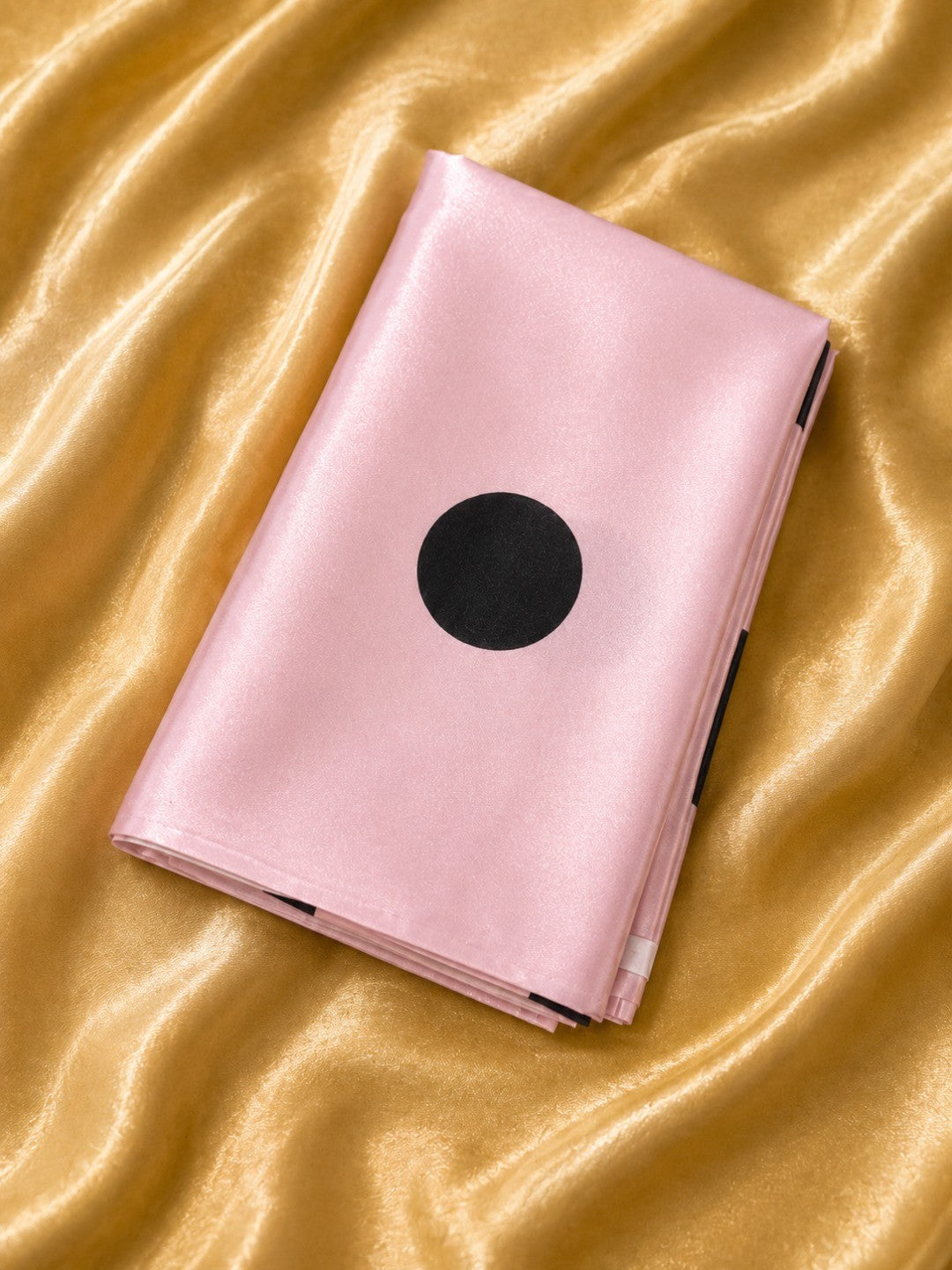 Stylish Pink Polka Dot Printed Work Silk Crepe Saree With Contrast Striped Pallu - Image 6
