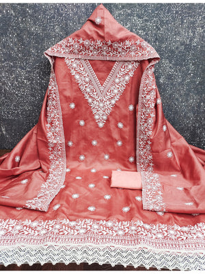 Peachmode Gajari Jalpari Cotton Dress Material with Embroidered Dupatta - Image 2