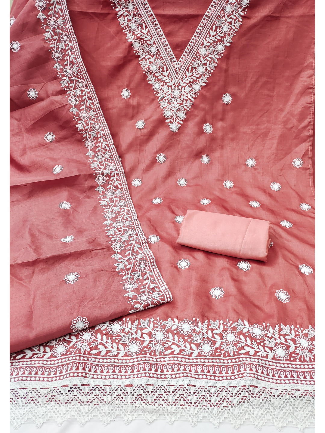 Peachmode Gajari Jalpari Cotton Dress Material with Embroidered Dupatta - Image 4