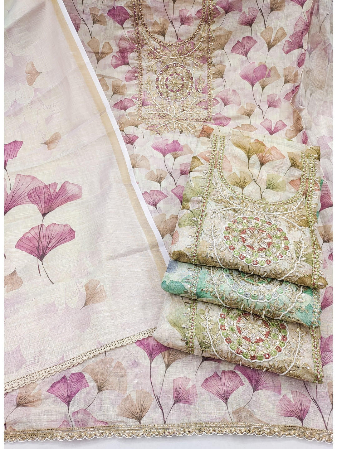 Peachmode Peach Pure Cotton Lilian Dress Material with Embroidered Dupatta - Image 5