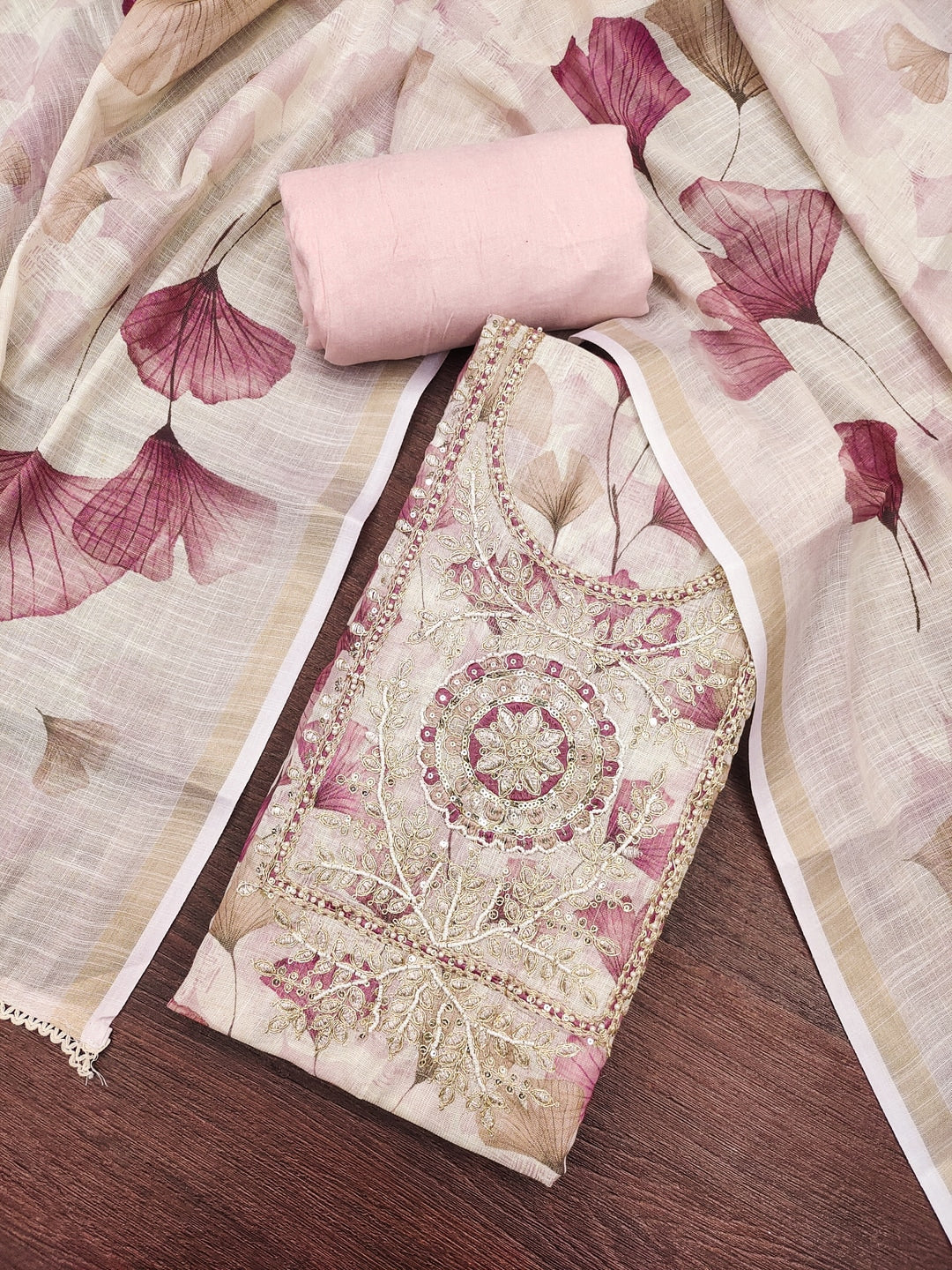 Peachmode Peach Pure Cotton Lilian Dress Material with Embroidered Dupatta - Image 6