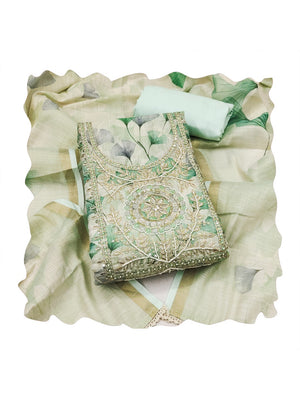 Peachmode Sea Green Pure Cotton Lilian Dress Material with Embroidered Dupatta - Image 2