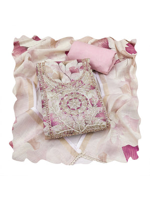 Peachmode Pink Pure Cotton Lilian Dress Material with Embroidered Dupatta - Image 2