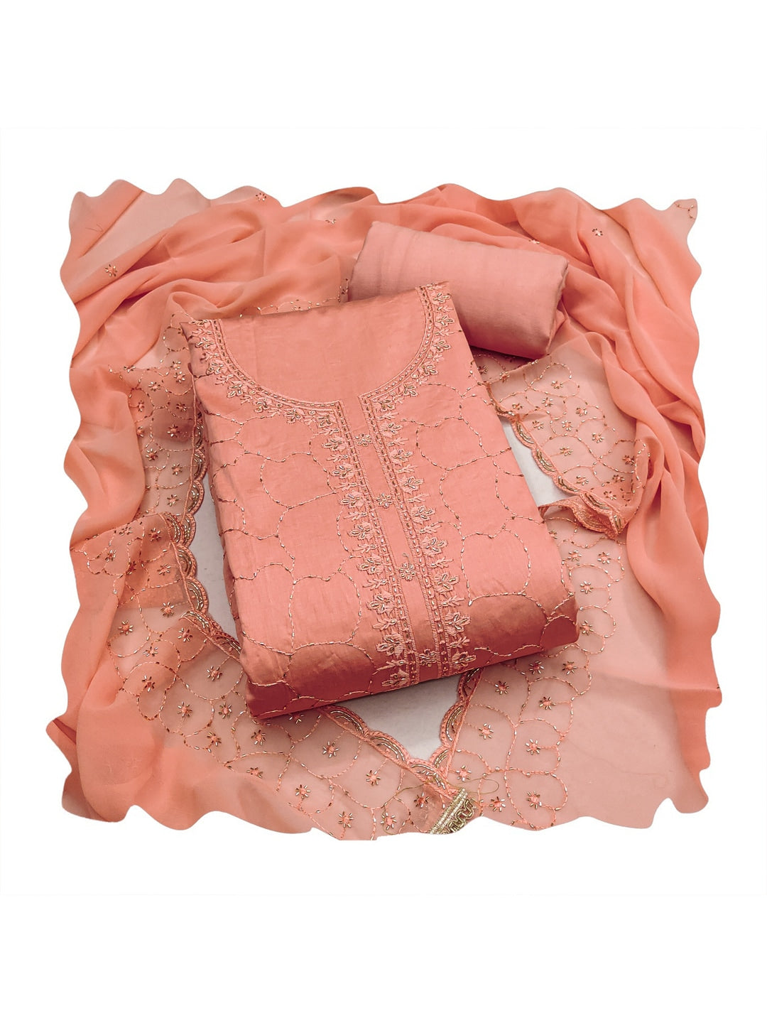 Peachmode Peach Jam Cotton Dress Material with Embroidered Dupatta - Image 3
