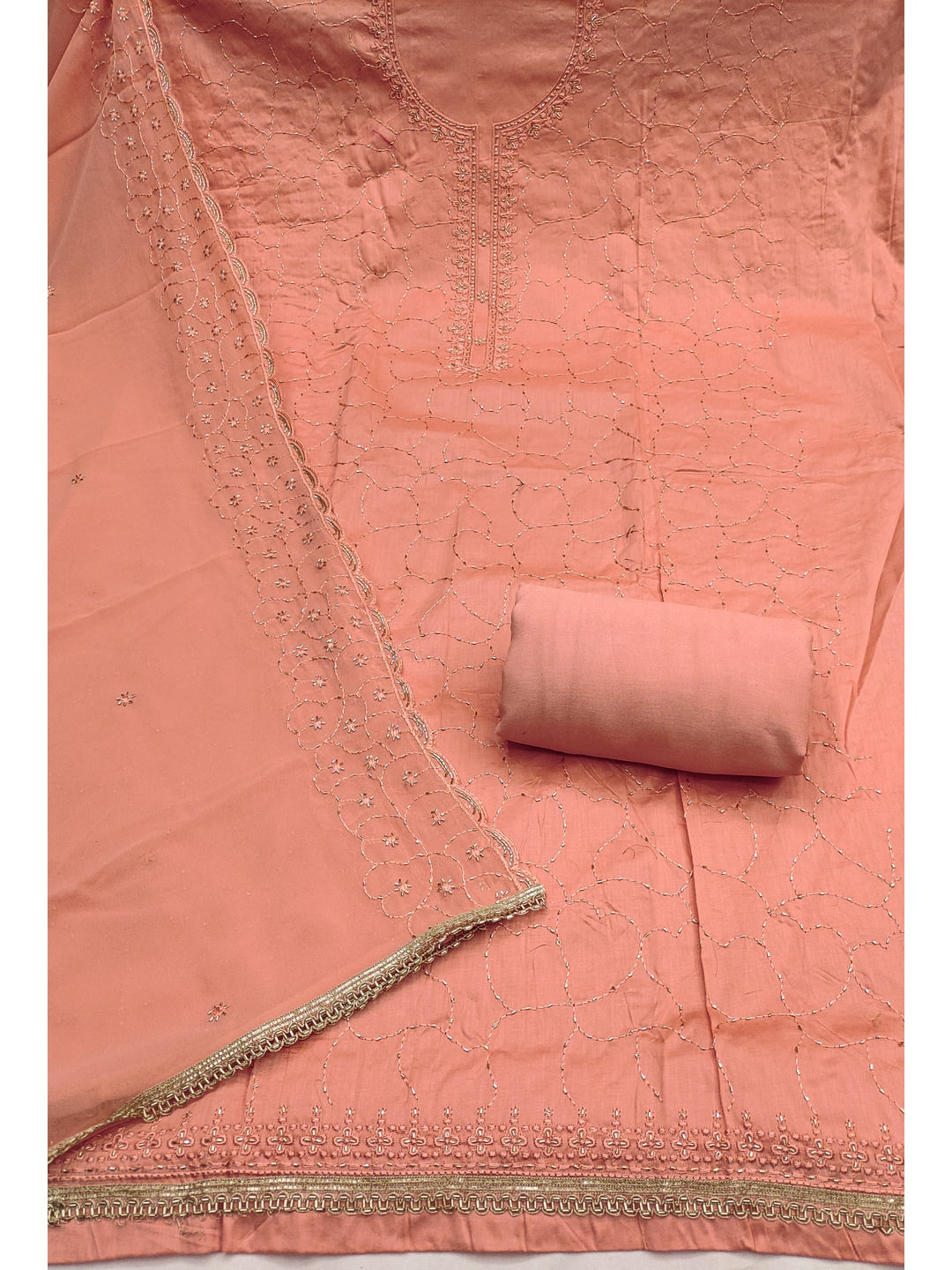 Peachmode Peach Jam Cotton Dress Material with Embroidered Dupatta - Image 4