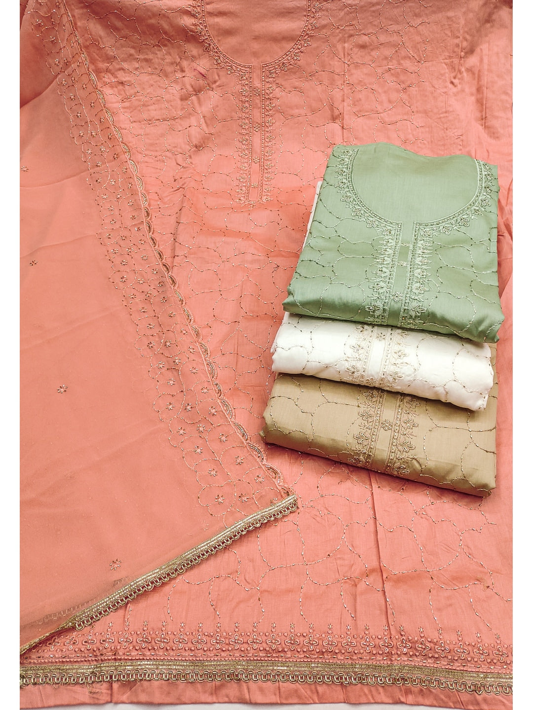 Peachmode Peach Jam Cotton Dress Material with Embroidered Dupatta - Image 5