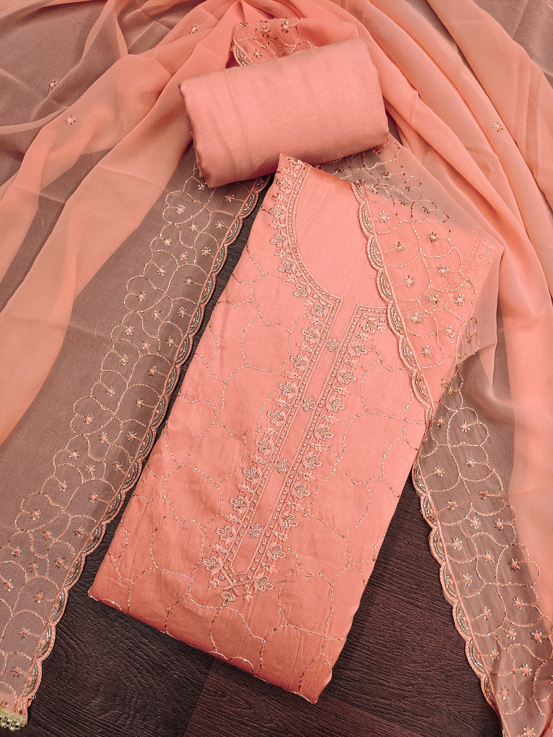 Peachmode Peach Jam Cotton Dress Material with Embroidered Dupatta - Image 6