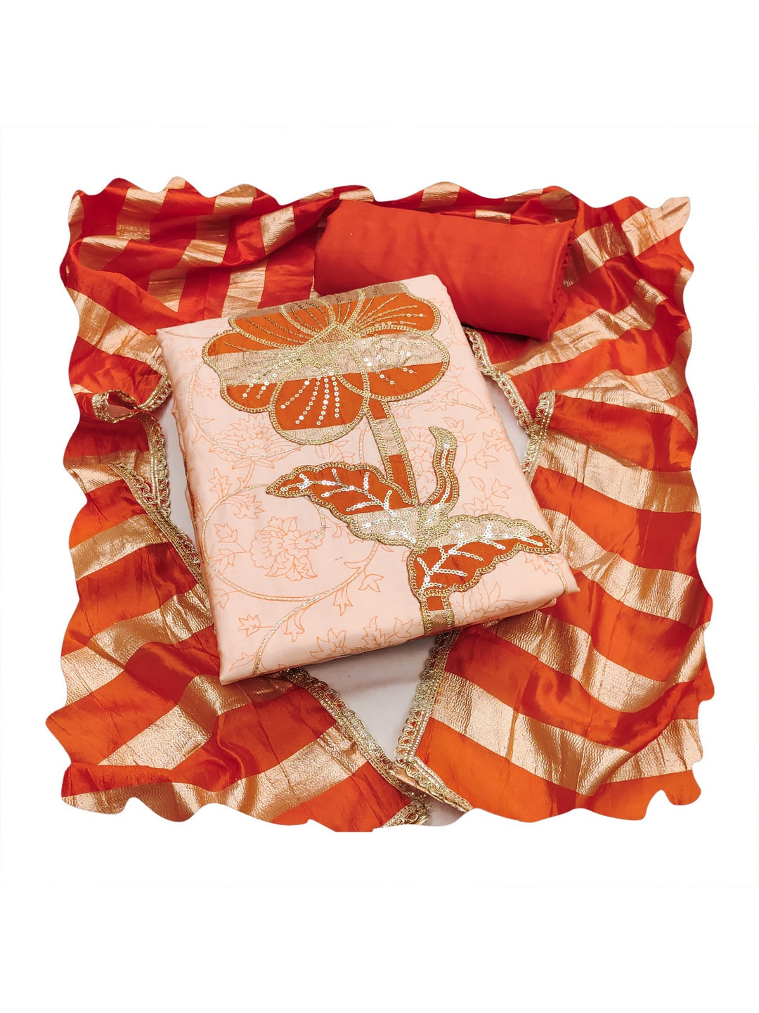 Peachmode Peach Jam Cotton Dress Material with Embroidered Dupatta - Image 3