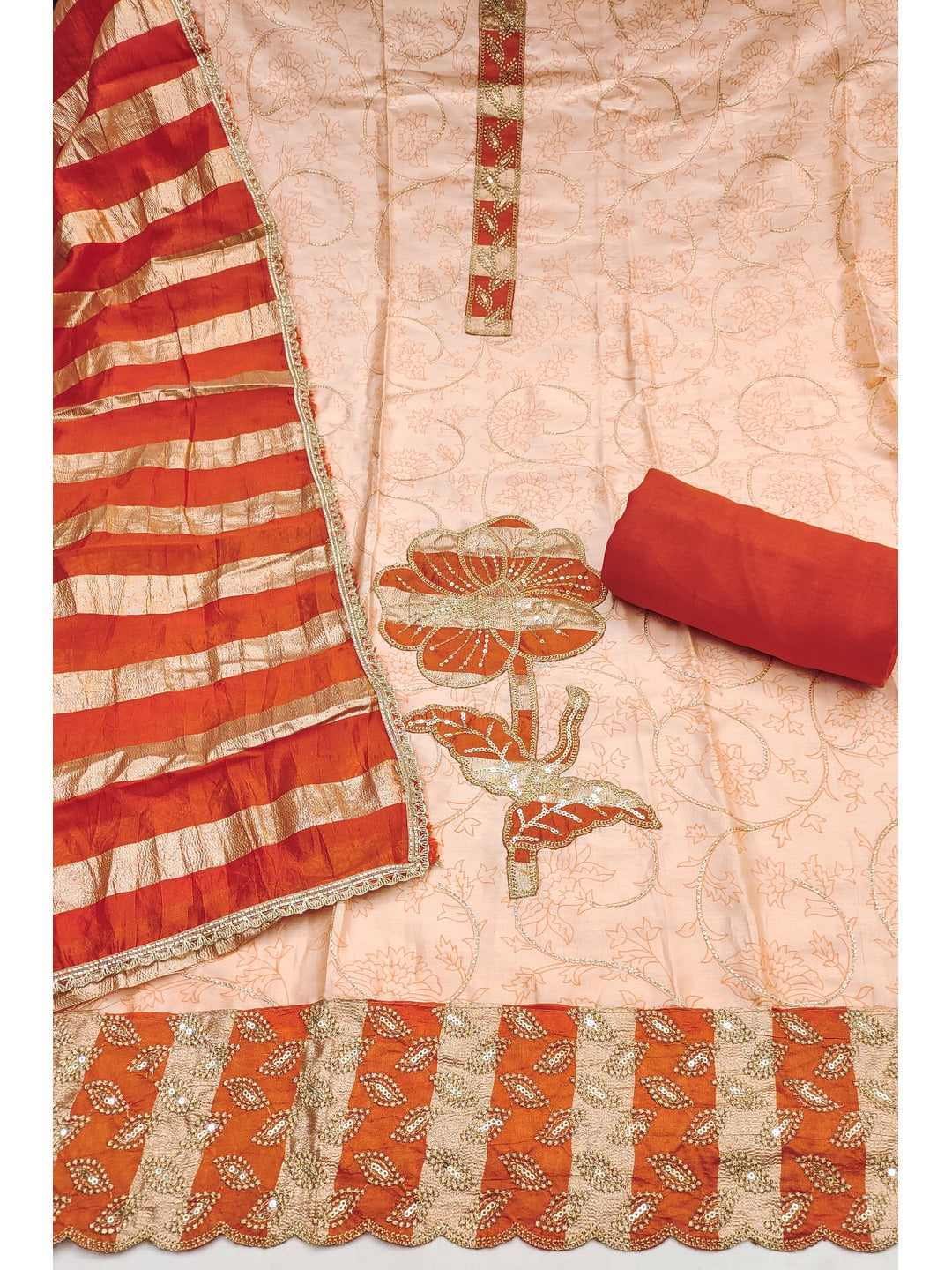 Peachmode Peach Jam Cotton Dress Material with Embroidered Dupatta - Image 4