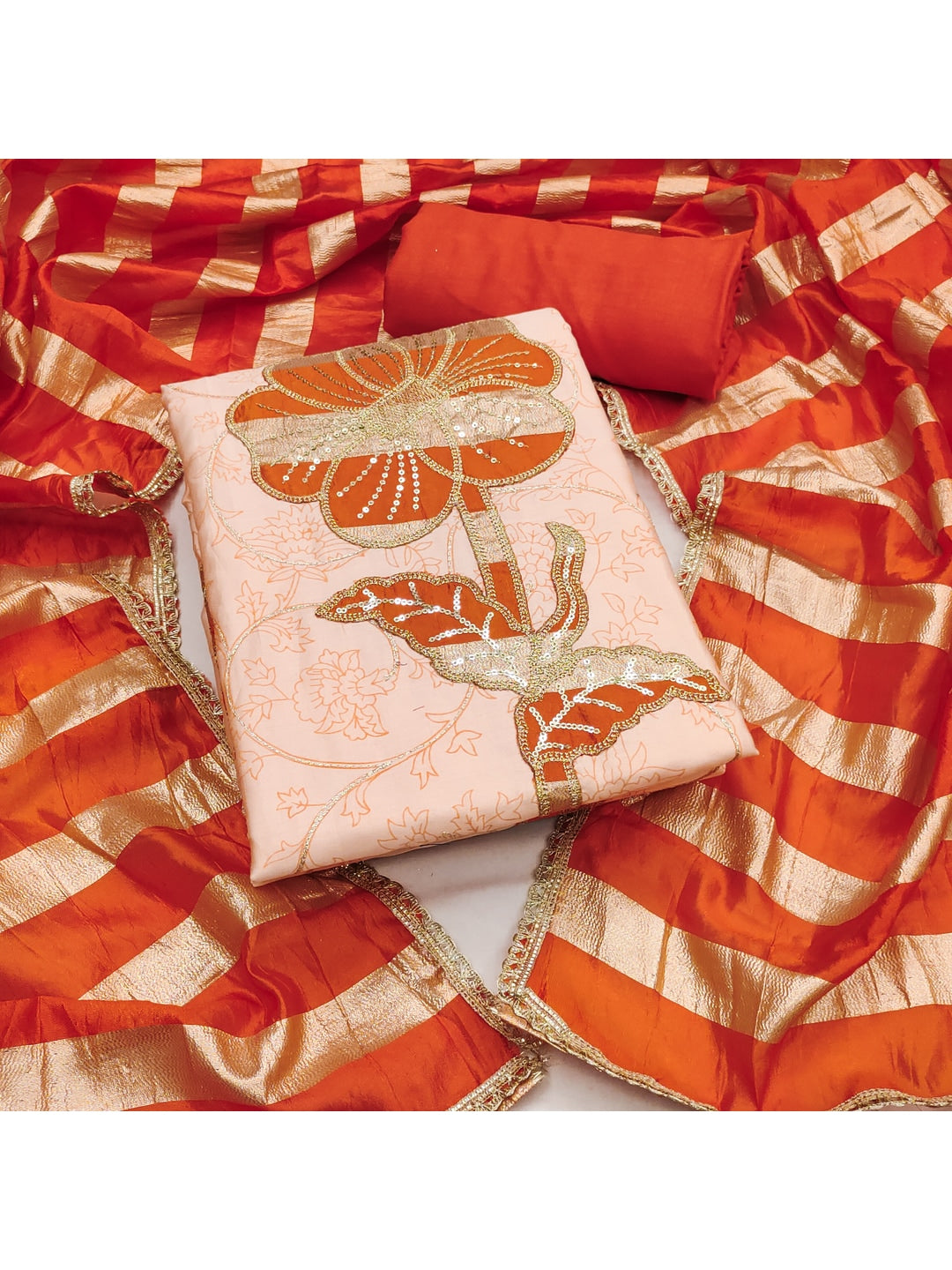 Peachmode Peach Jam Cotton Dress Material with Embroidered Dupatta - Image 5