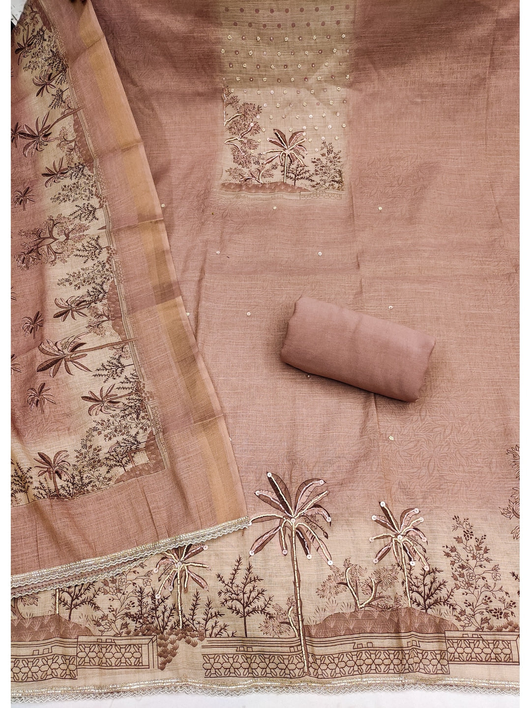 Peachmode Peach Pure Cotton Lilian Dress Material with Embroidered Dupatta - Image 3