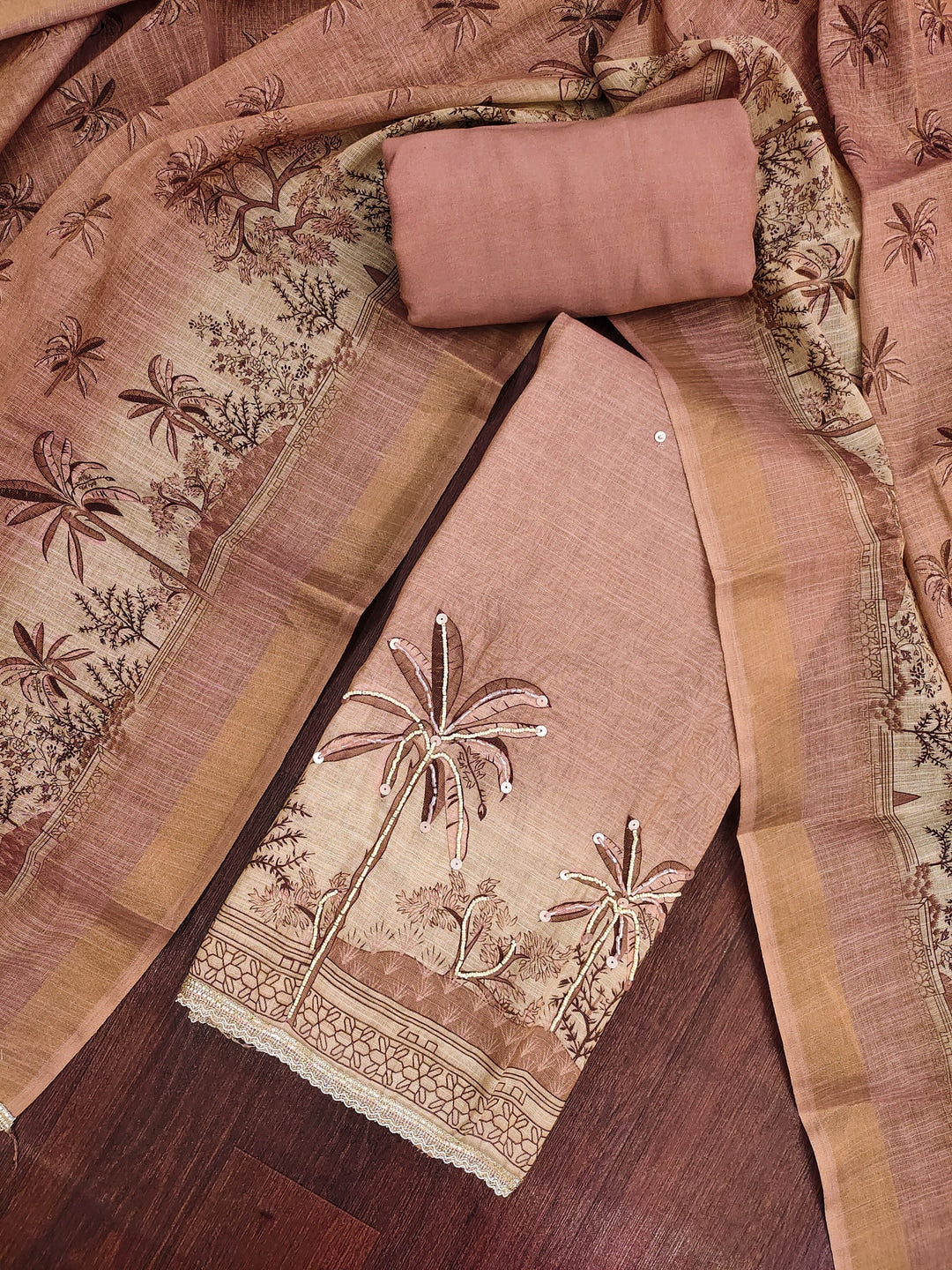 Peachmode Peach Pure Cotton Lilian Dress Material with Embroidered Dupatta - Image 5