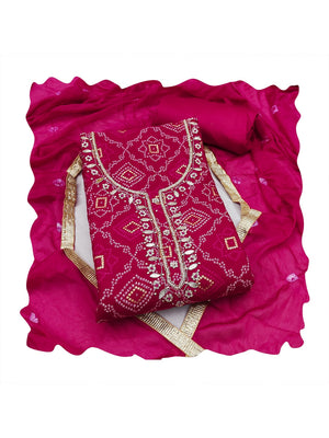 Peachmode Pink Jam Cotton Dress Material with Embroidered Dupatta - Image 2