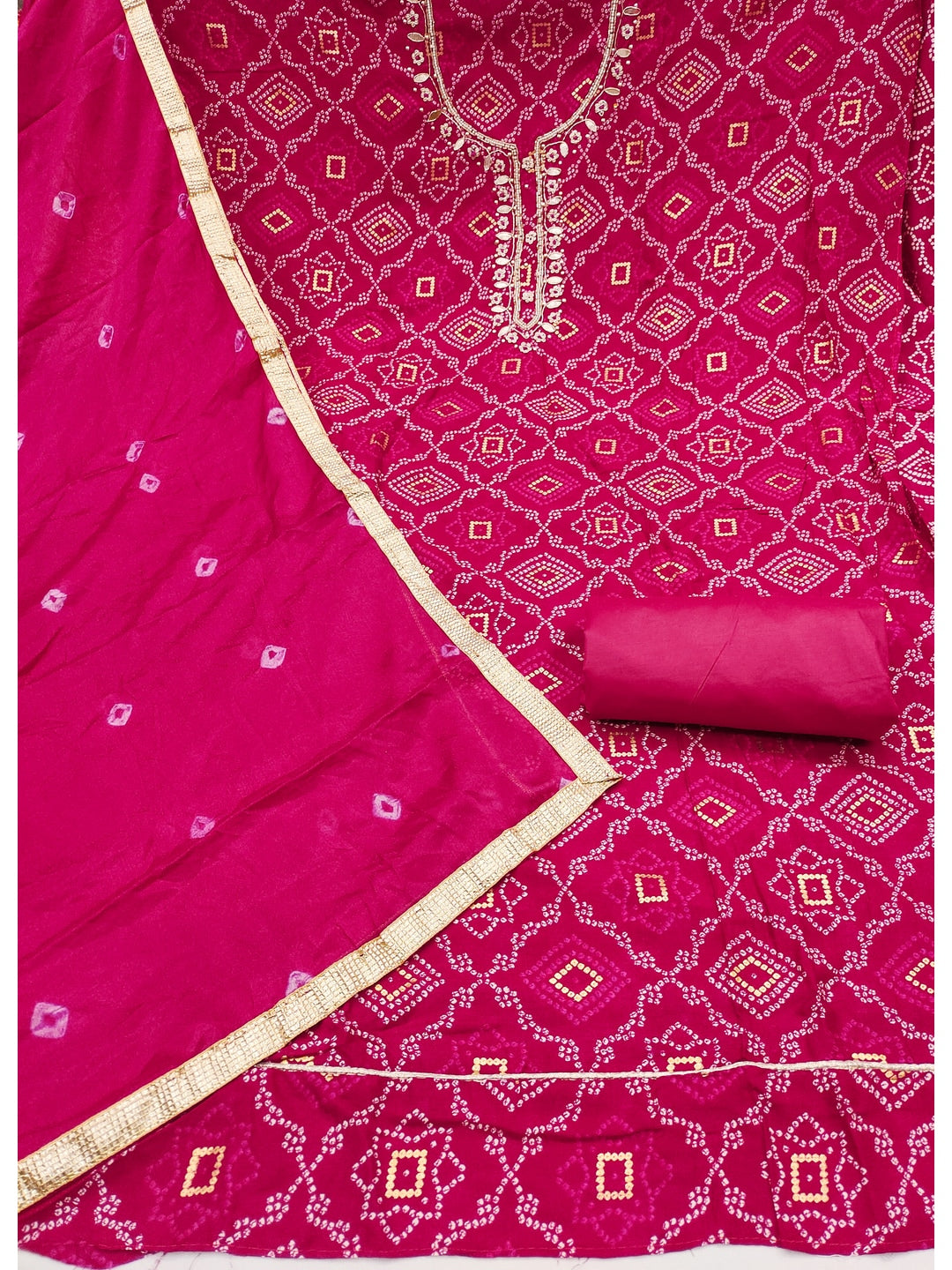 Peachmode Pink Jam Cotton Dress Material with Embroidered Dupatta - Image 4