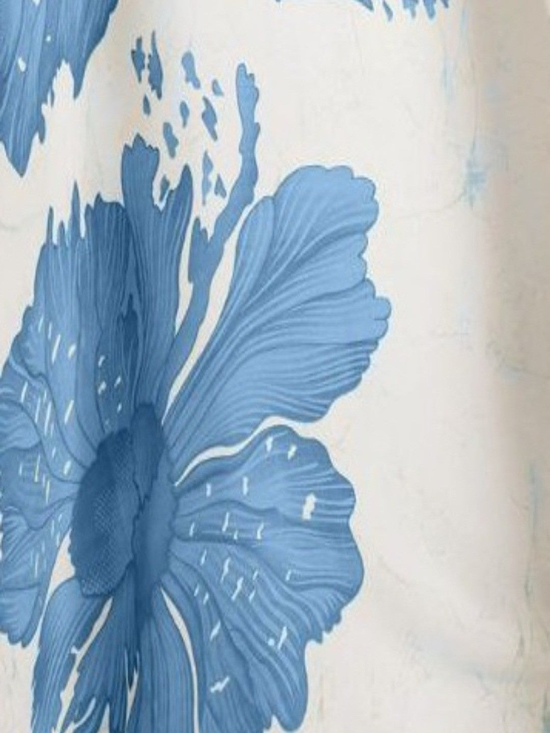 White & Blue Floral Digital Printed Satin Saree With Modern Work Design - Image 3