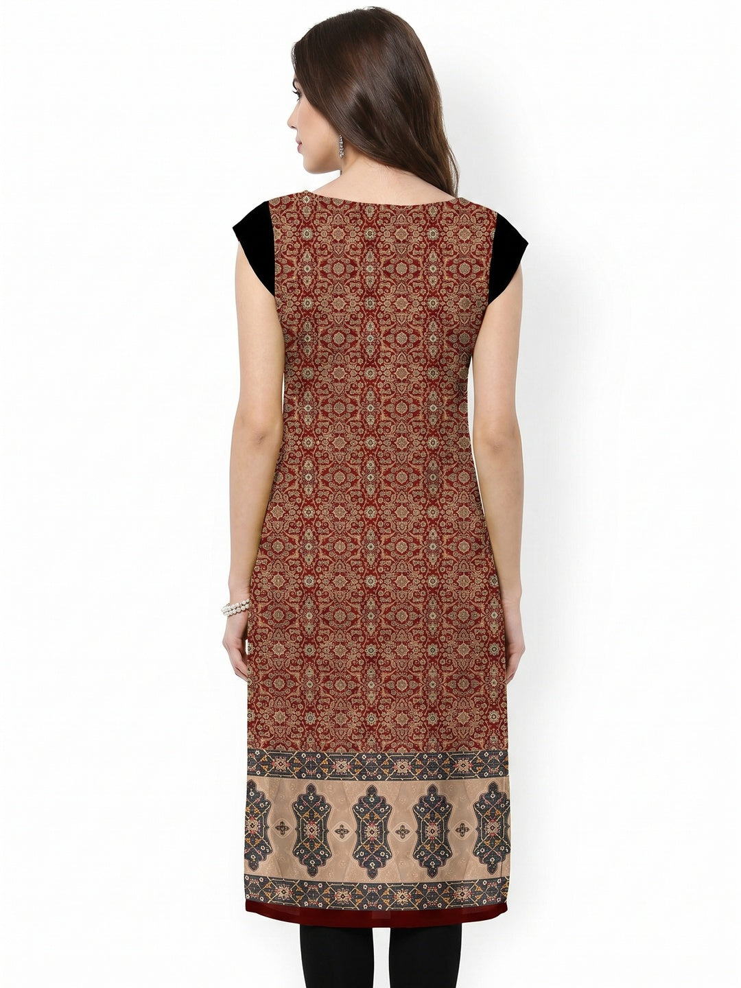Attractive Maroon Colored Casual Printed Crepe Kurti - Image 2