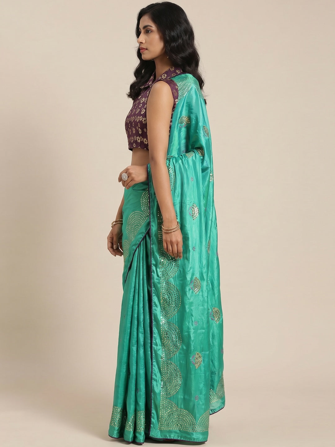 Capricious Green Colored Festive Woven Silk Blend Saree - Image 1
