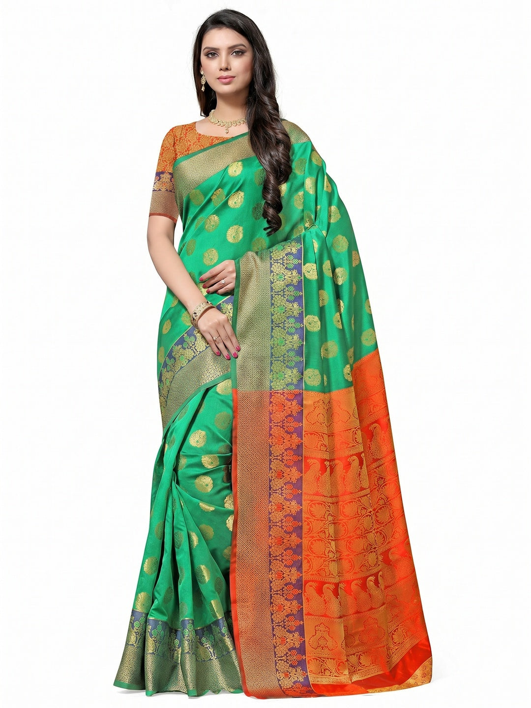 Arresting Green Colored Festive Wear Woven Kota Art Silk Banarasi Saree - Image 1