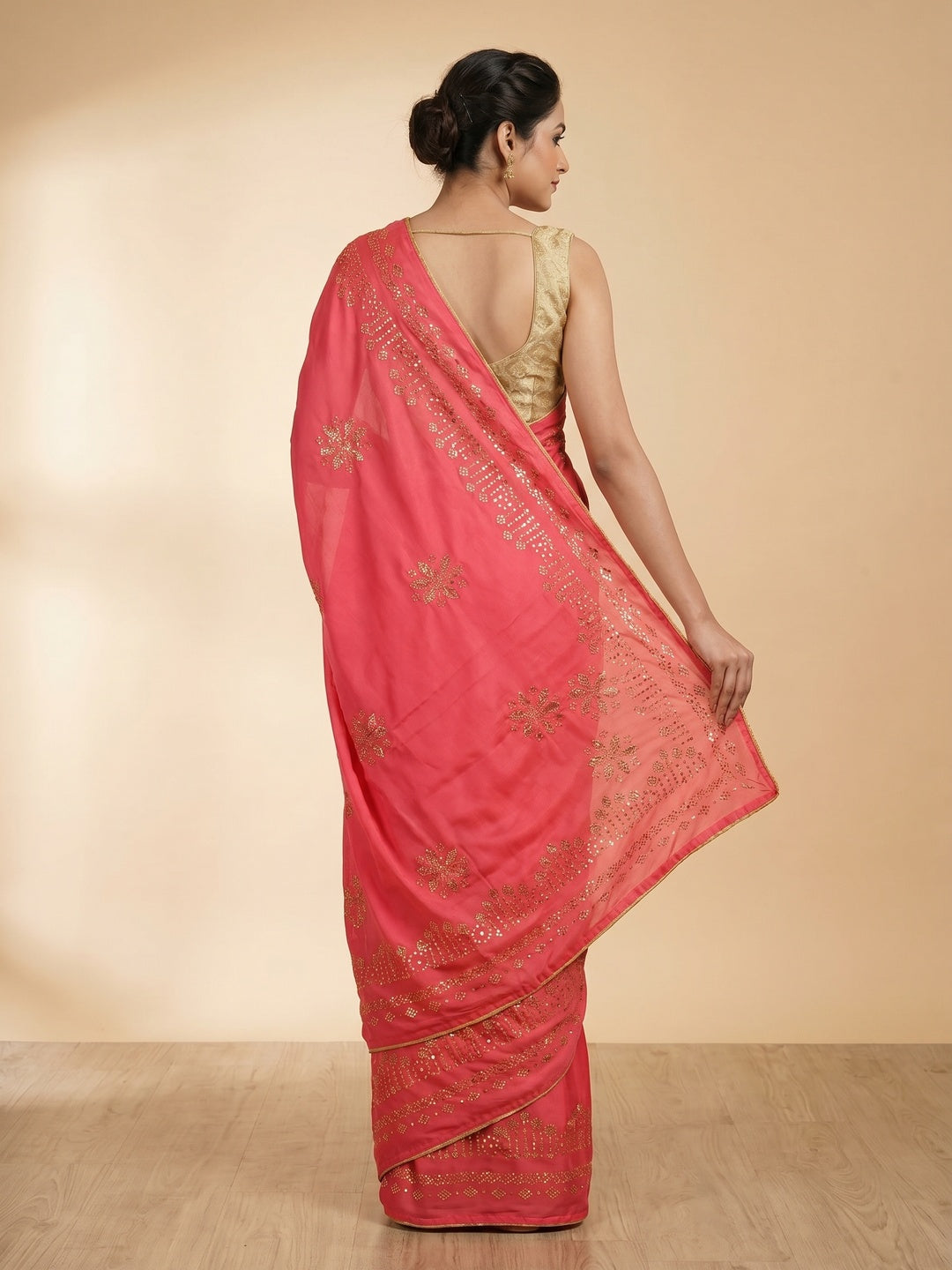 Majesty Pink Colored Festive Wear Embellished Art Silk Saree - Image 3